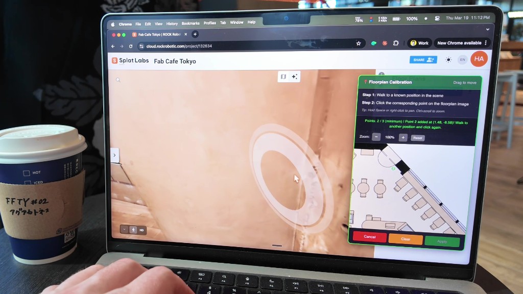 Calibration modal with point added on the floor plan