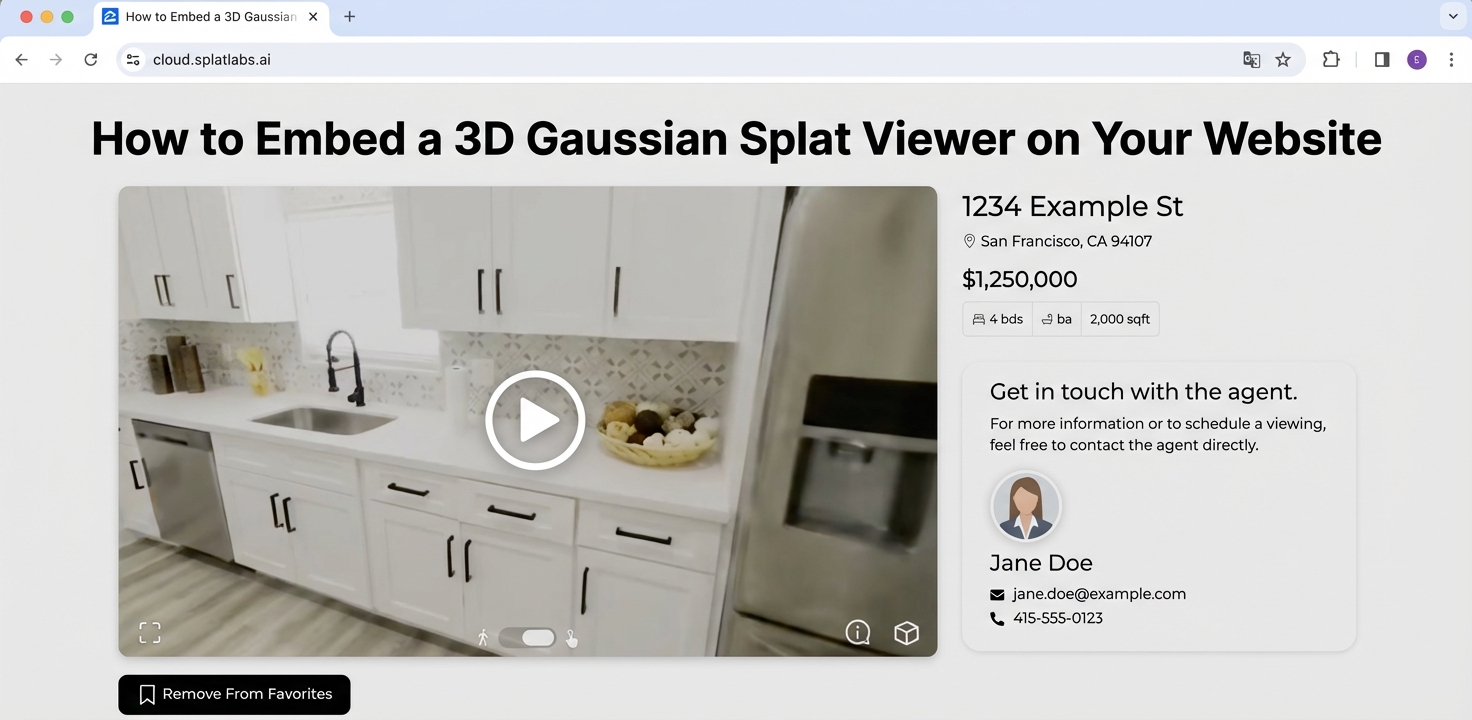 Embed a Gaussian Splat viewer on any website