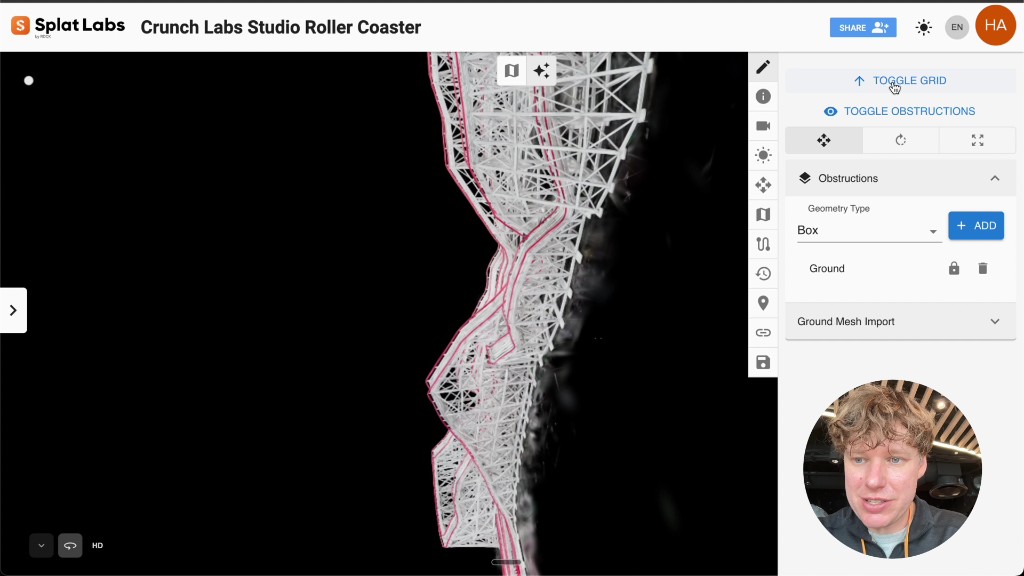 Toggle the grid to see the ground plane reference