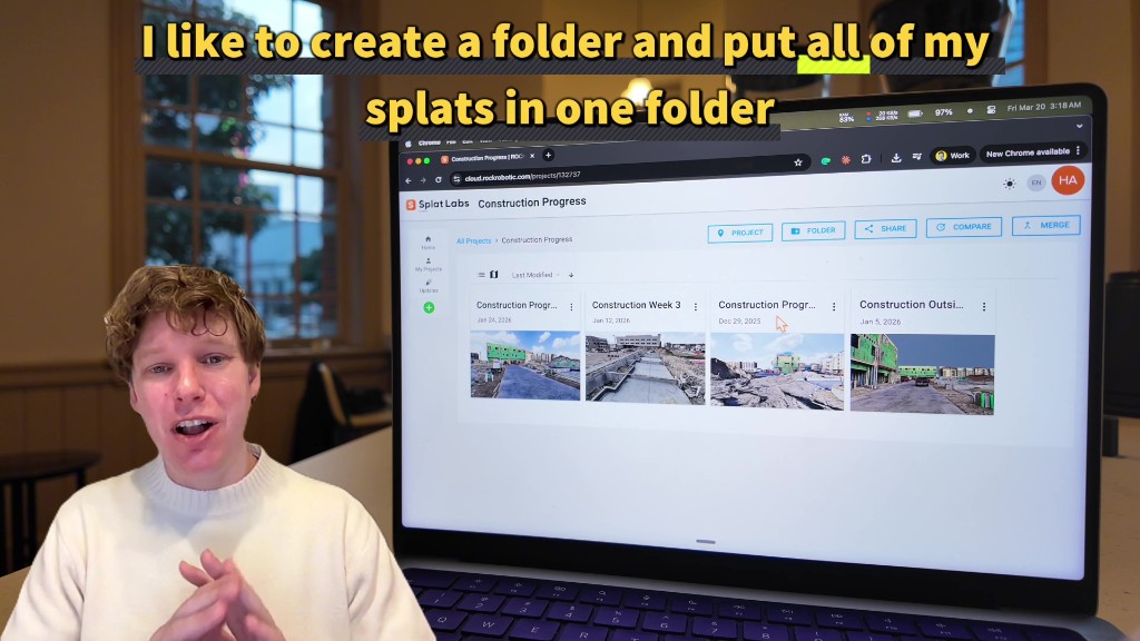 Folder view with multiple construction projects grouped together