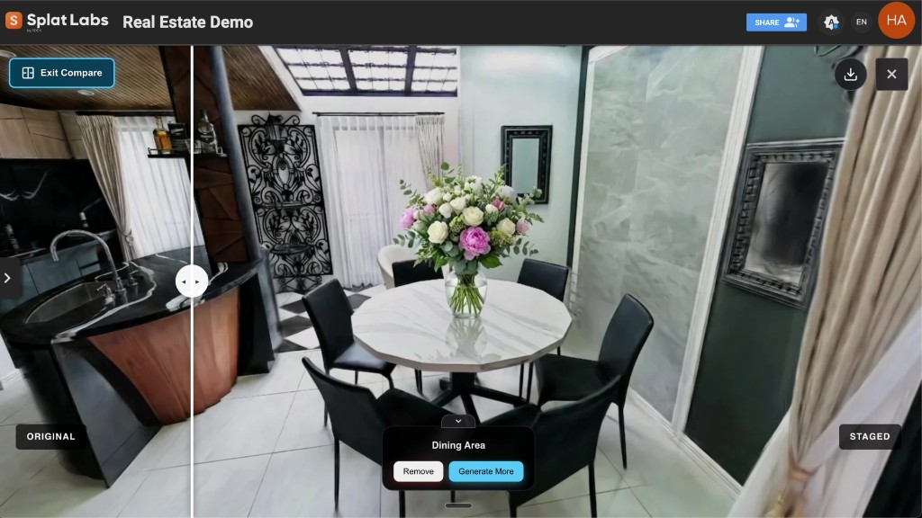 After: AI-generated vase and flowers on the table