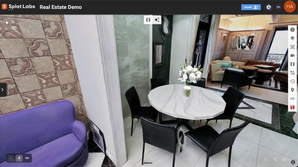 Final result: vase on the dining table inside the Gaussian Splat scene