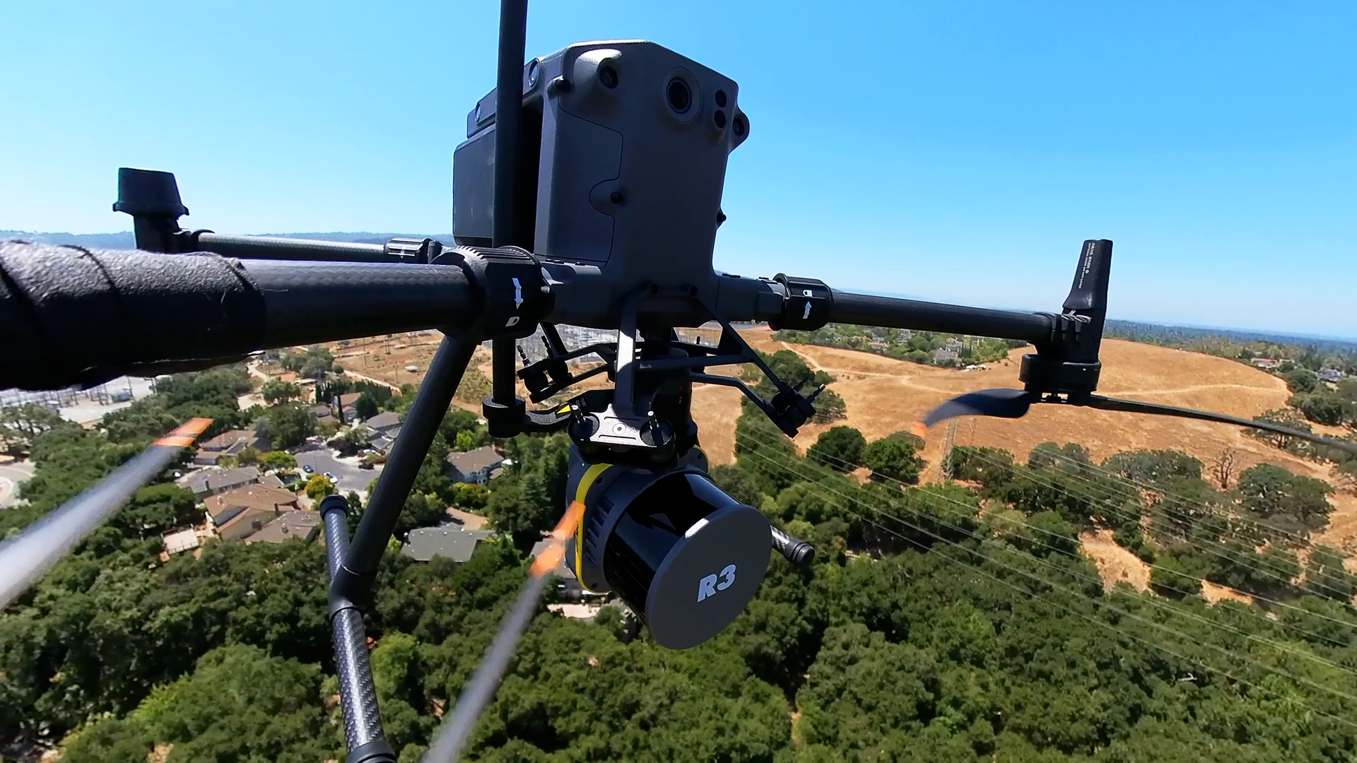 ROCK R3 V2 POV drone perspective during aerial LiDAR capture