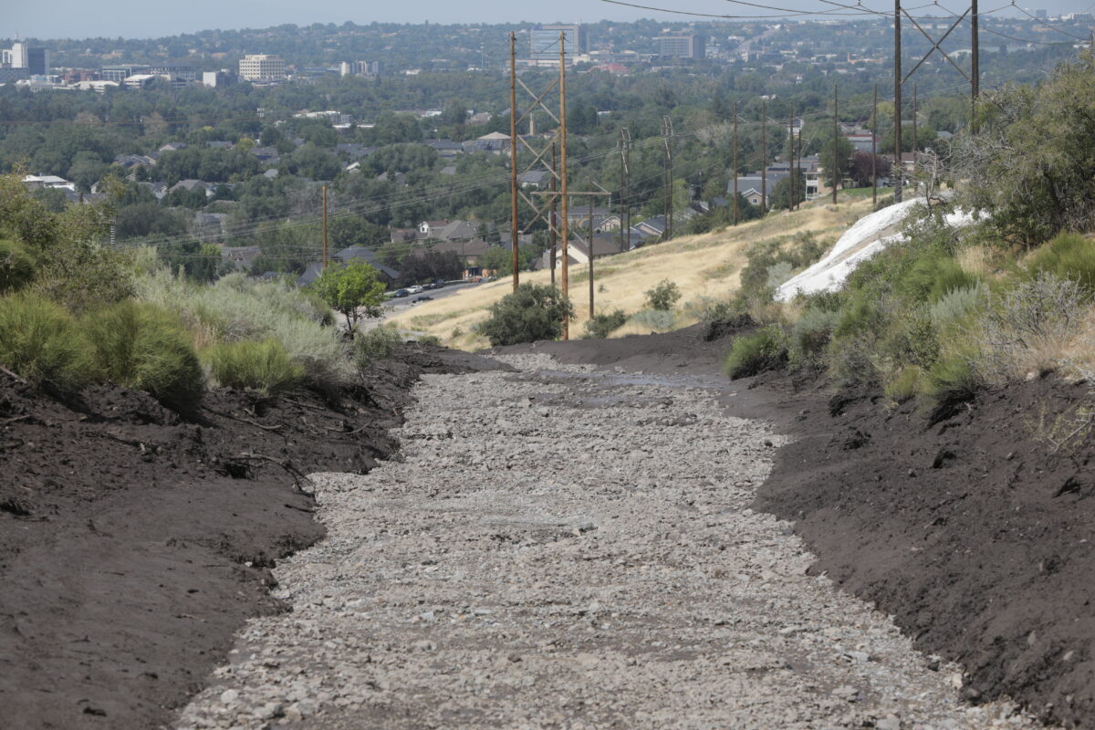 Mudslide devastation at Buckley Draw, Provo, Utah after wildfire
